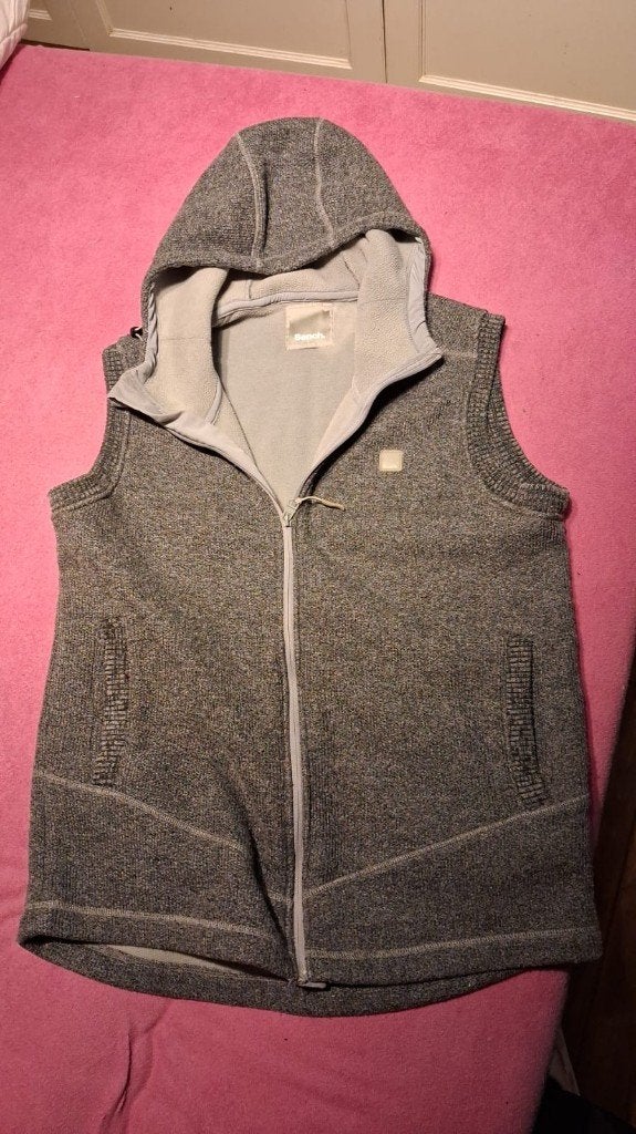 Bench Herren Weste XL Bodywarmer Fleece mit Kapuze Grau, Kleding | Heren, Bodywarmers, Ophalen, Maat 56/58 (XL), Zo goed als nieuw