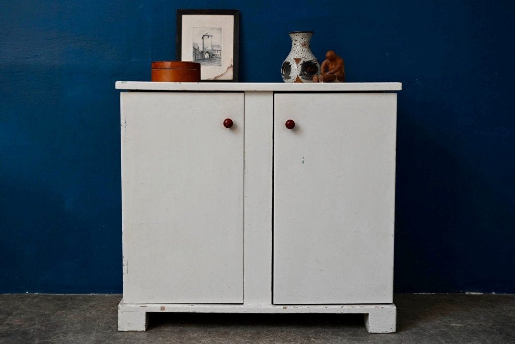 Art Deco retro dressoir met planken beschilderd hout, Ophalen, Art Déco, Gebruikt, 50 tot 100 cm