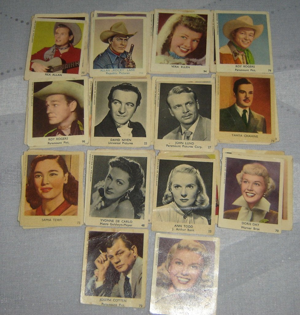Chromos Filmsterren Val Gum Hilco Divers 38st, Verzamelen, Foto's en Prenten, Gebruikt, Verzenden, 1940 tot 1960, Prent