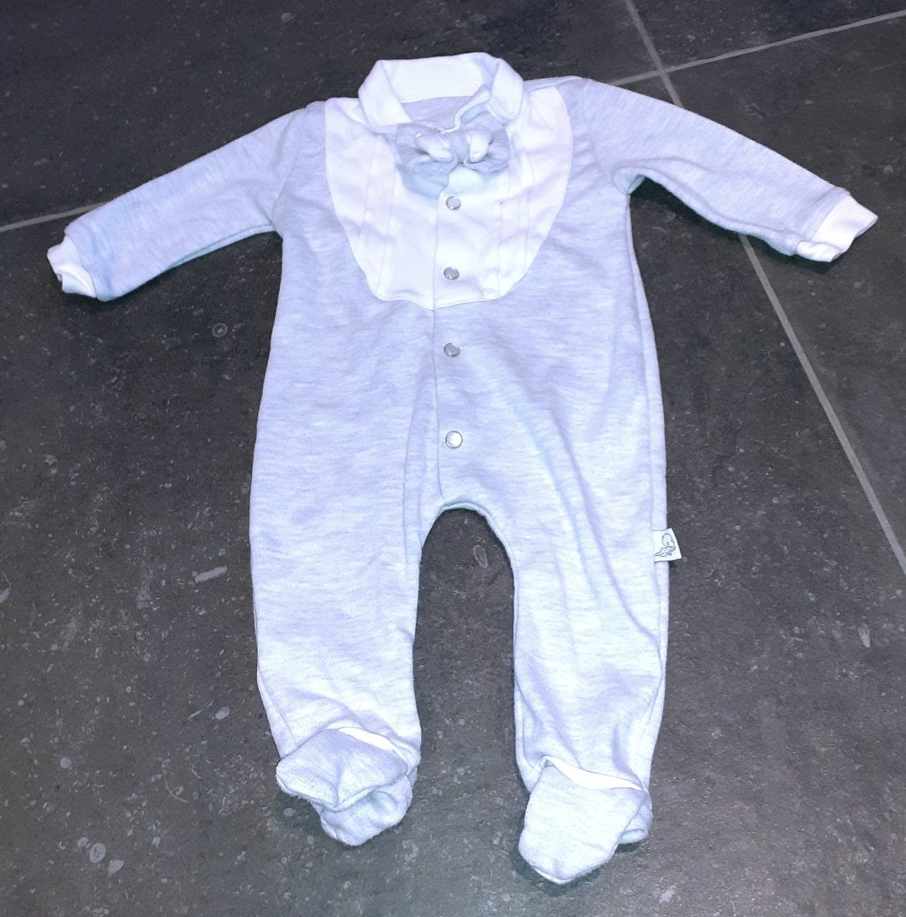 Baby boxpakje kostuum wit grijs Miniborn 3-6M, Enlèvement ou Envoi, Neuf, Garçon ou Fille, Costume