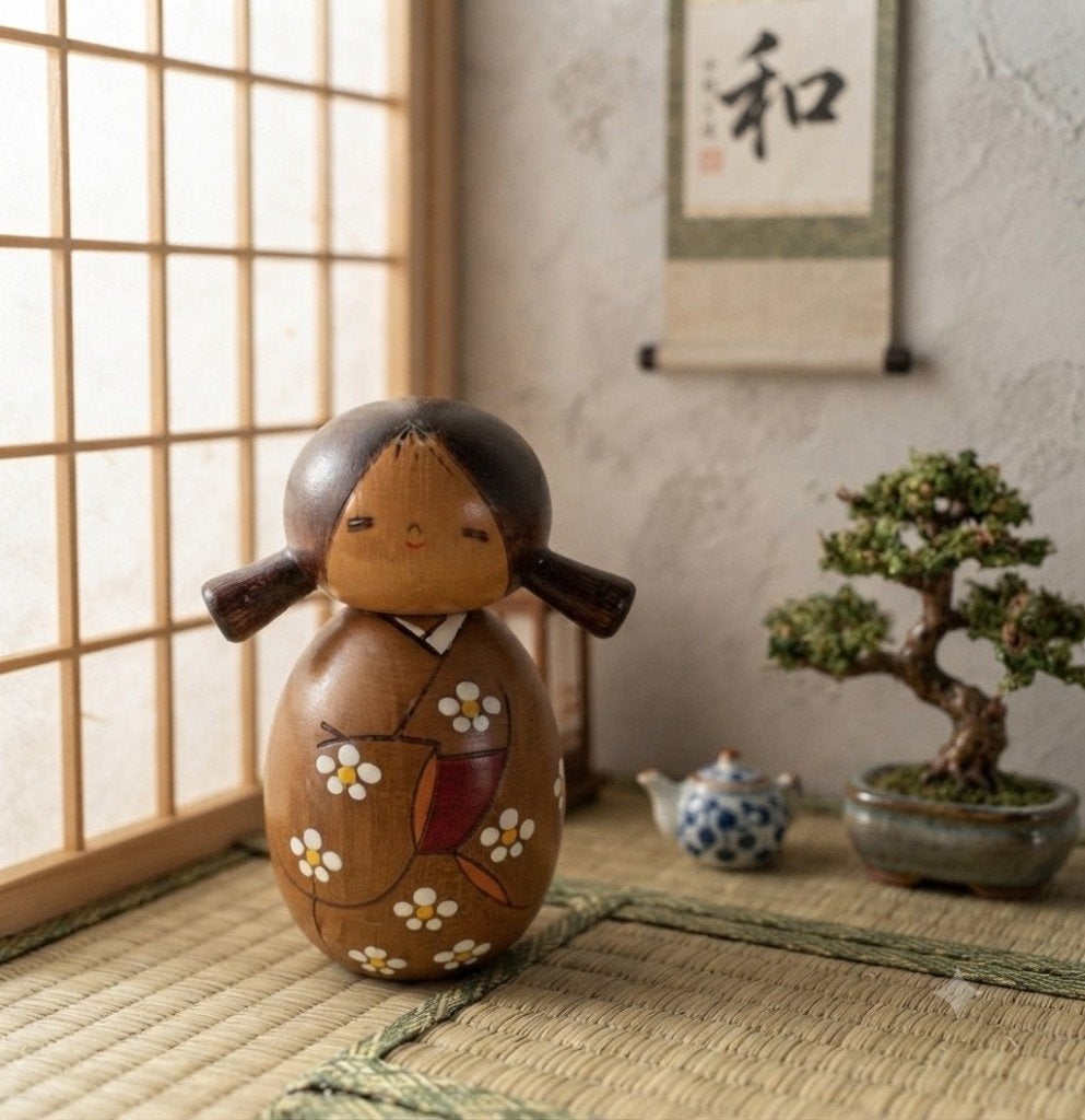 Magnifique Haru yo koi Kokeshi par Usaburo, Antiquités & Art, Japon, Bois, Fait main, Poupée