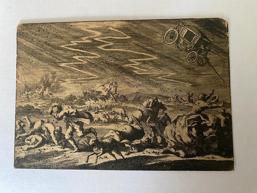Zwaar onweer te Donsenhausen in Thuringen 1674 J Luyken ets, Antiek en Kunst, Ophalen of Verzenden