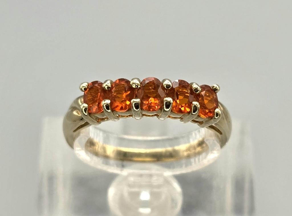 Gouden Vintage ring met edelsteen vuuropaal. 2026/260., Oranje, Ophalen of Verzenden, Zo goed als nieuw, 17 tot 18