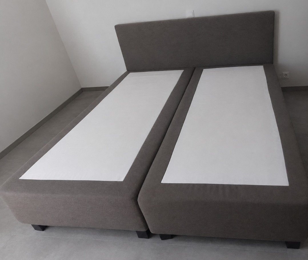 Boxspring 180x200, Gris, Comme neuf, Enlèvement, 180 cm