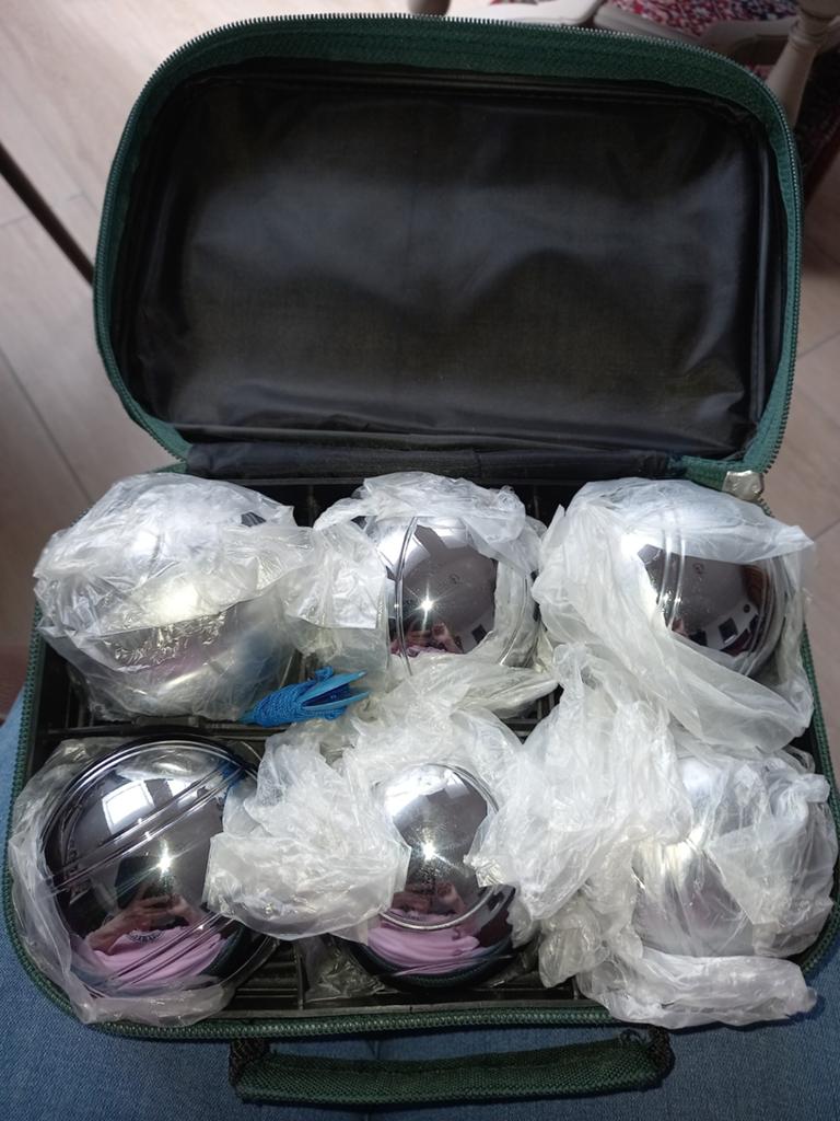 Petanque set 6 ballen 2 set van 3 verchroomd metaal, Sport en Fitness, Ophalen of Verzenden