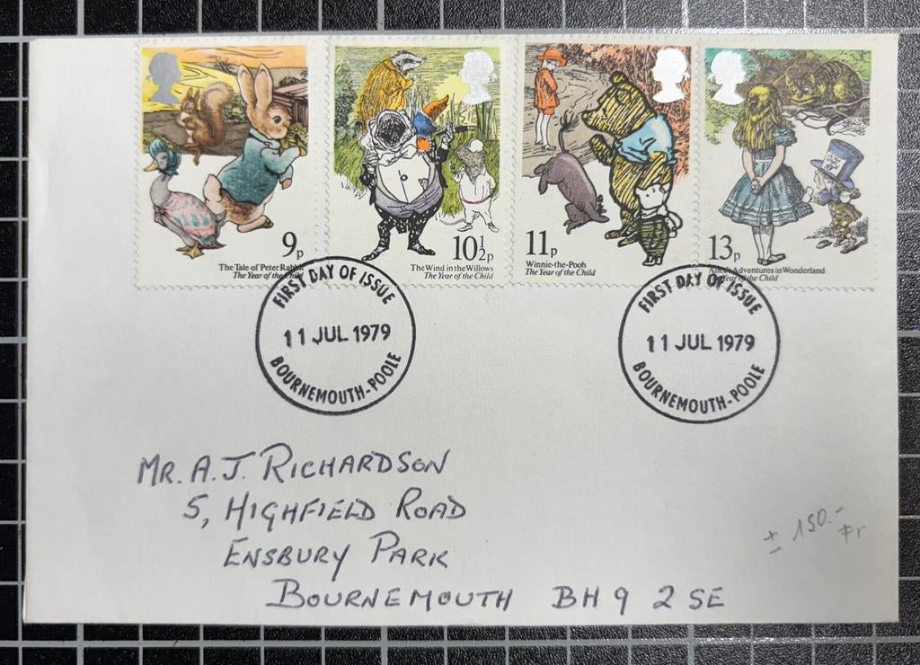 Envelop voor de eerste dag (FDC) 1979 - Kinderliteratuur VK, Postzegels en Munten, Ophalen, Gestempeld