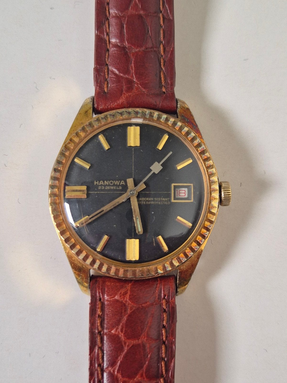 Vintage Hanowa horloge swiss made collectie verzameling, Overige merken, Staal, Verzenden, Polshorloge