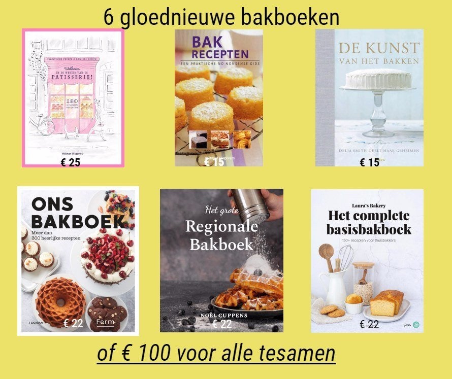6 GLOEDNIEUWE BAKBOEKEN, Ophalen of Verzenden, Nieuw, Taart, Gebak en Desserts