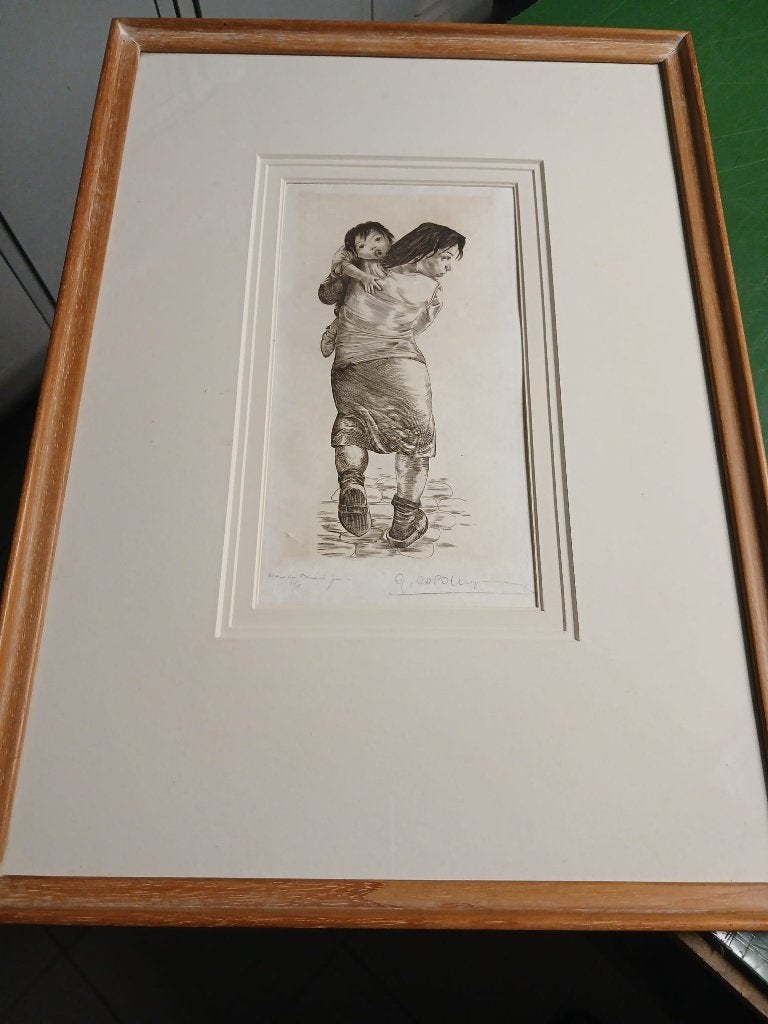 gesigneerde ets Gustaaf de Bruyne , havenmeisje, Antiek en Kunst, Kunst | Etsen en Gravures, Ophalen of Verzenden, Ets, Met tekst