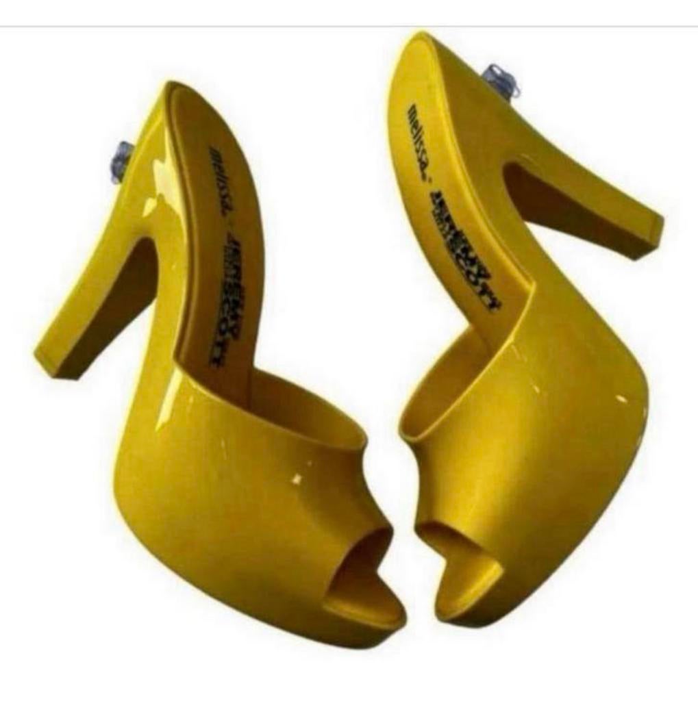 Jeremy Scott x Melissa Opblaasbare Gele hakken pumps 38, Kleding | Dames, Pumps, Geel, Ophalen of Verzenden, Zo goed als nieuw