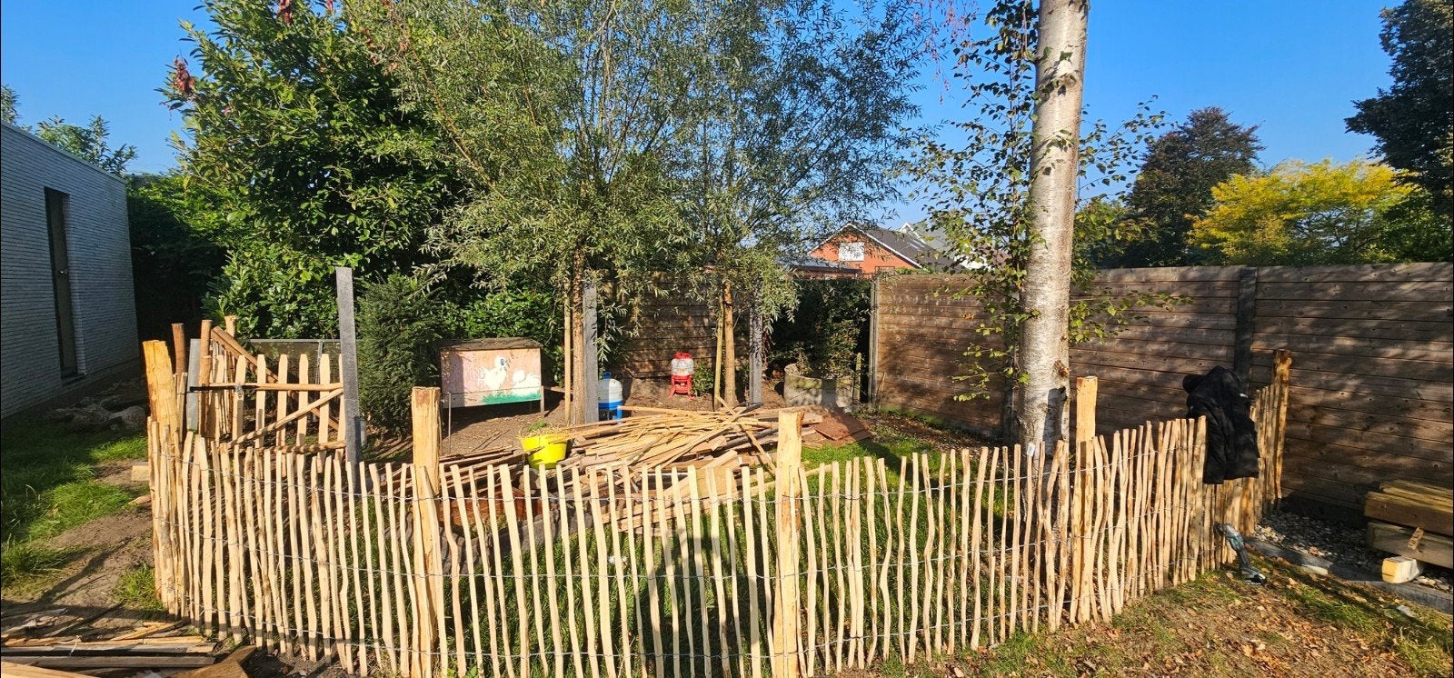 kastanje omheining 1m h 12meter en tuinpoort, Ophalen