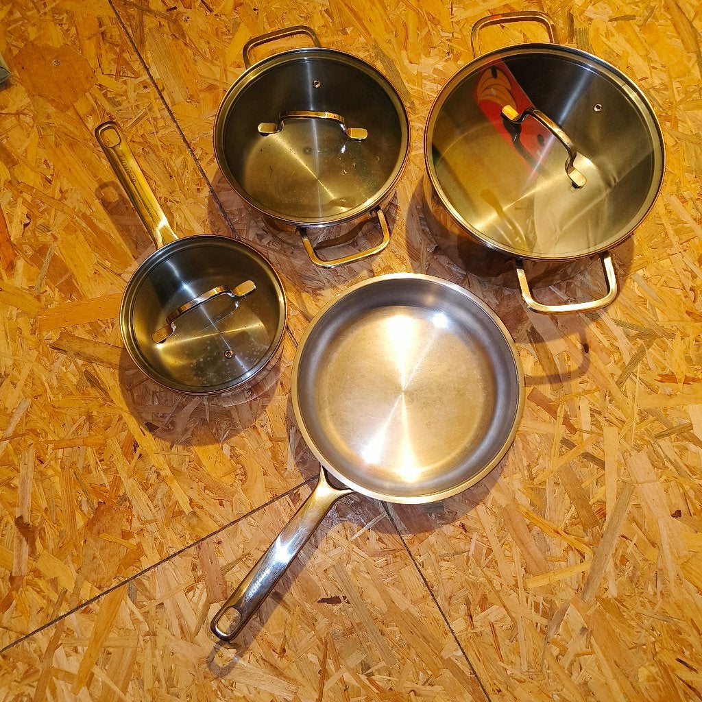 Batterie de cuisine 7 pièces Berghoff Dina Helix en acier, Enlèvement, Utilisé, Inox, Ensemble de casseroles