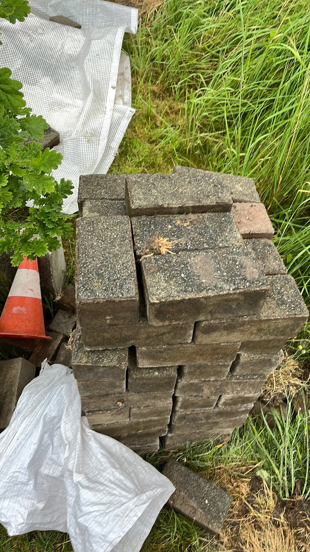Gratis betonklinkers 22x11cm 8 dik, Ophalen, Gebruikt, Beton, Klinkers