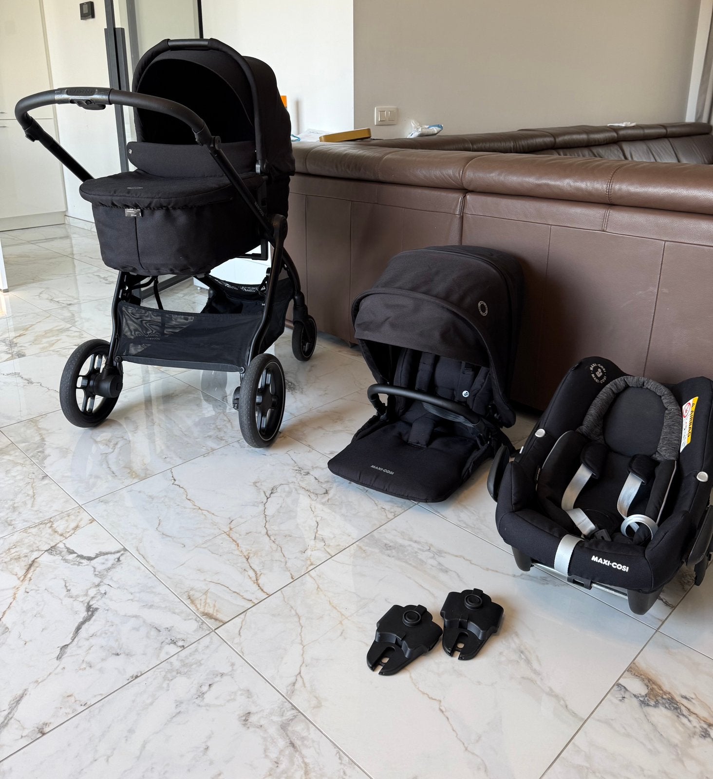 Complete Maxi-Cosi 3-in-1 Kinderwagenset (Zwart), Kinderen en Baby's, Kinderwagens en Combinaties, Ophalen, Zo goed als nieuw