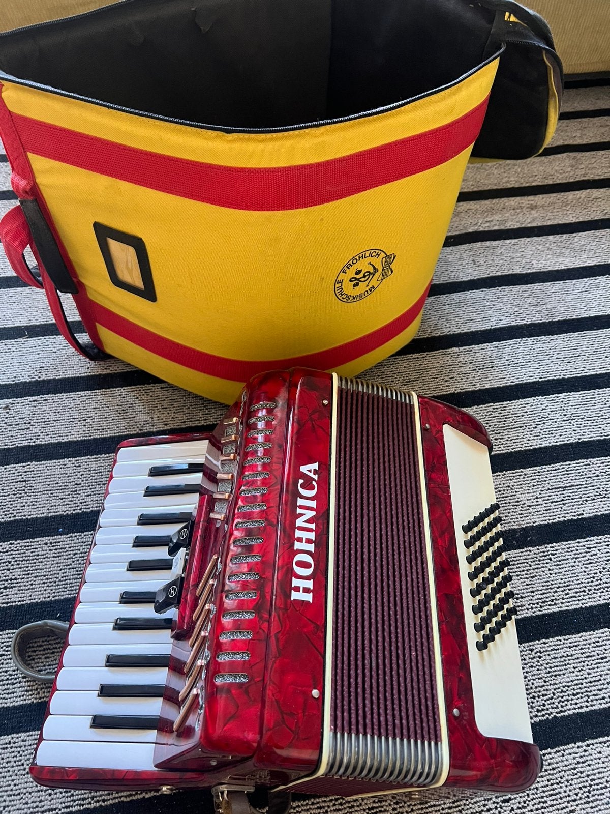 Accordéon Hohnica, Musique & Instruments, Accordéons, Comme neuf, Accordéon à boutons, 48 basses, Avec valise, Avec bretelles