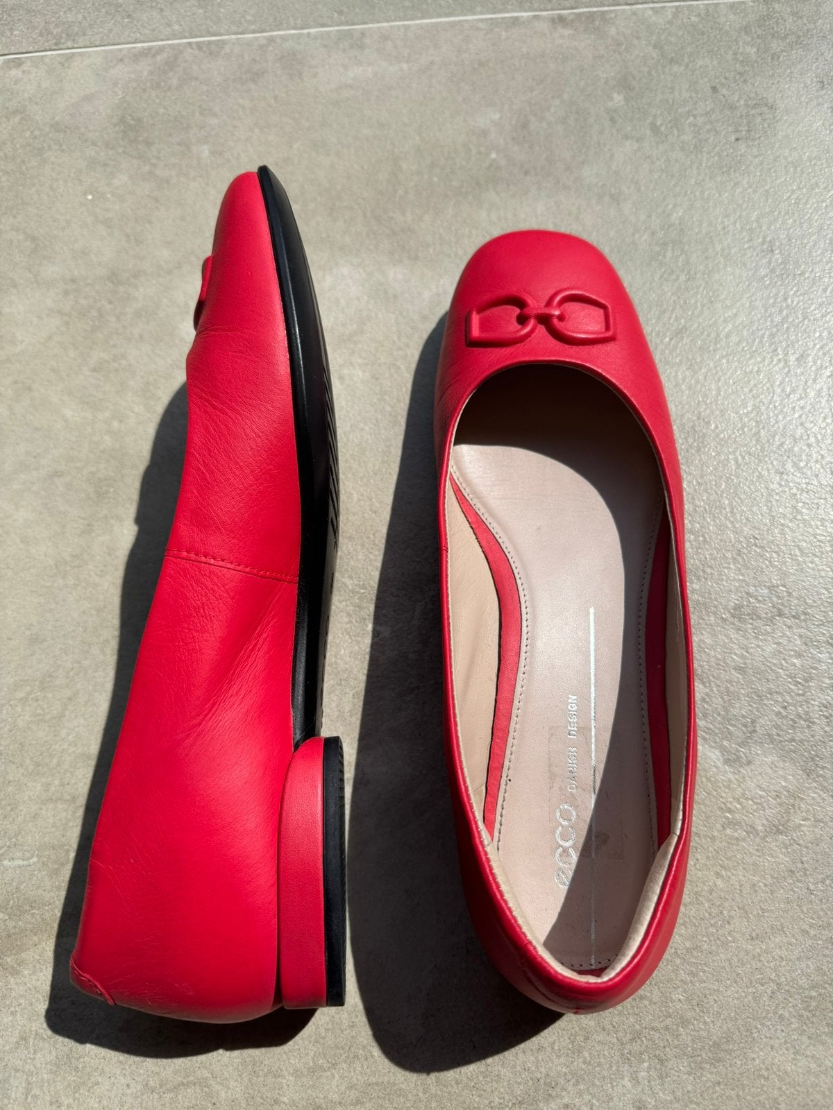 Lederen Schoenen ECCO maat 39, Zo goed als nieuw, Rood, Ballerina's, Ophalen of Verzenden
