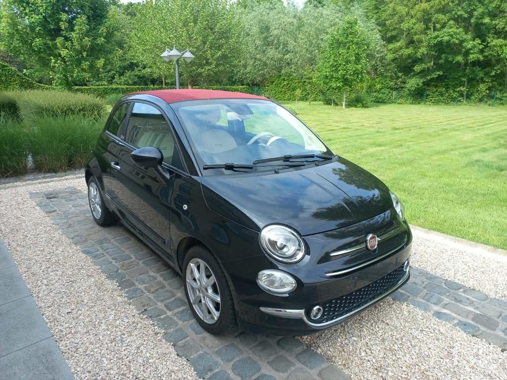 Fiat 500C 1.0i Hybrid | Zwart-Rood | Topstaat!, Auto's, Voorwielaandrijving, 4 zetels, Cabriolet, Leder en Stof