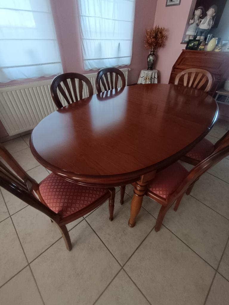Eetkamer massief Kerselaar, Huis en Inrichting, Complete eetkamers, Ophalen, Zo goed als nieuw, 4 tot 6 stoelen