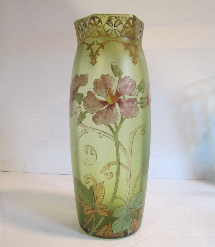 Antieke Legras vaas met emaille bloemen, ca 1910, Antiek en Kunst, Ophalen of Verzenden