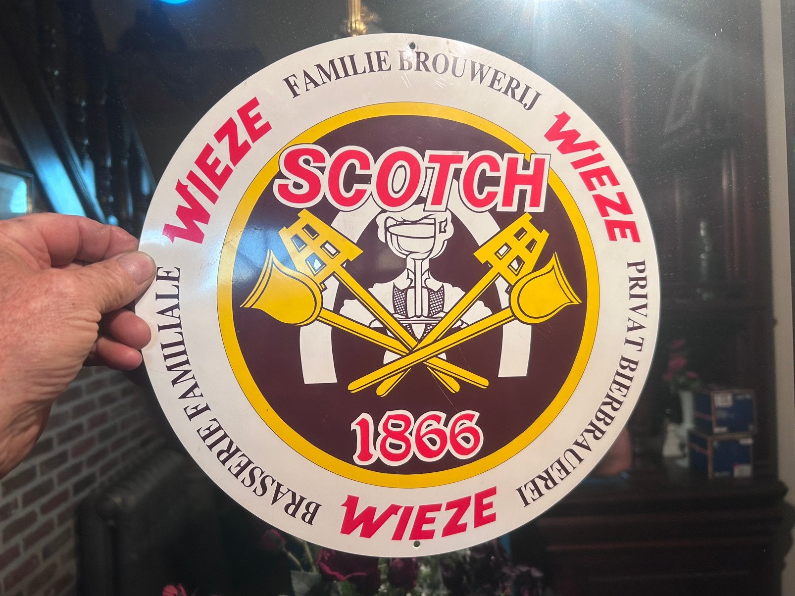 Van Roy SCOTCH dubbelzijdige rekamebord. 40 cm  twee zijden, Collections, Marques de bière, Enlèvement, Comme neuf, Panneau, Plaque ou Plaquette publicitaire