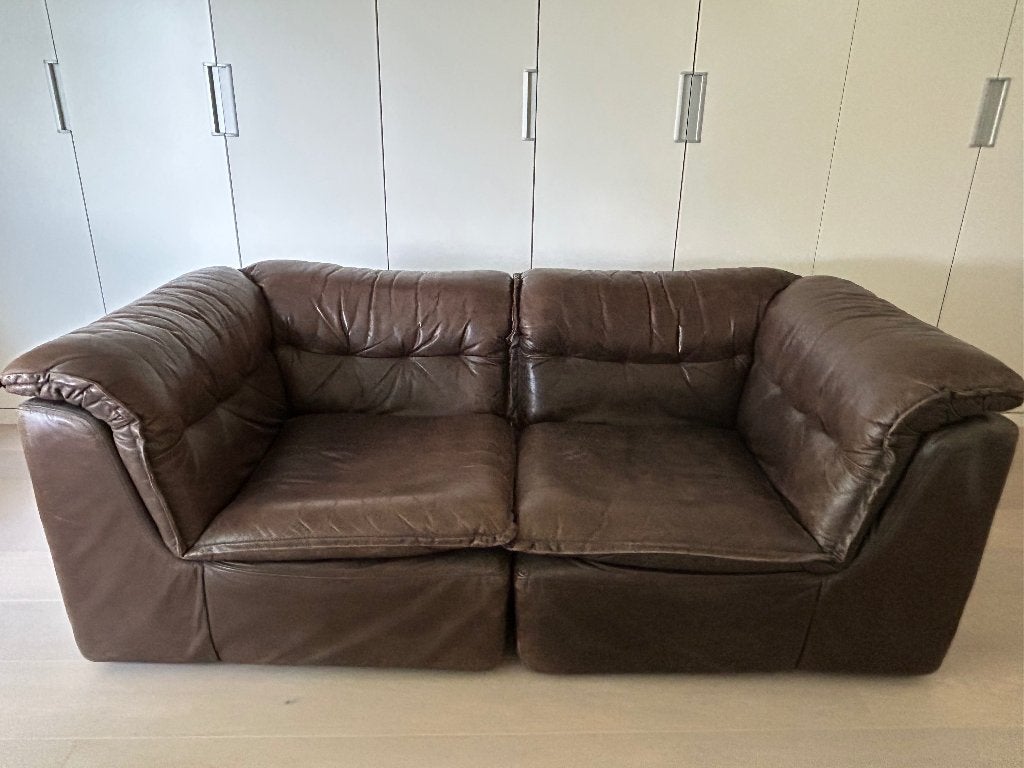 Faiteuls en cuir vintage, Maison & Meubles, 75 à 100 cm, Quatre personnes ou plus, Vintage, Enlèvement