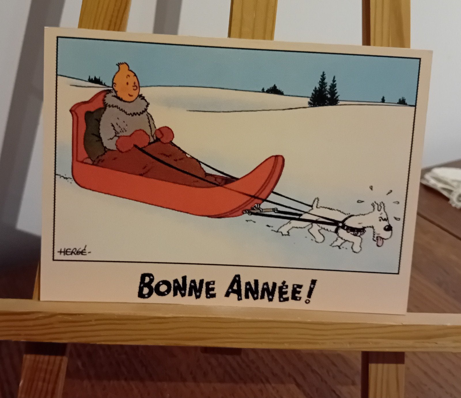 Tintin 013 : magnifique carte dite "neige" réédition de 1942, Collections, Personnages de BD, Comme neuf, Image, Affiche ou Autocollant