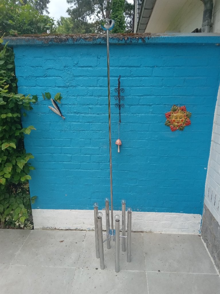 Verchroomde metalen kroonluchter uit de jaren 70., Antiek en Kunst, Ophalen