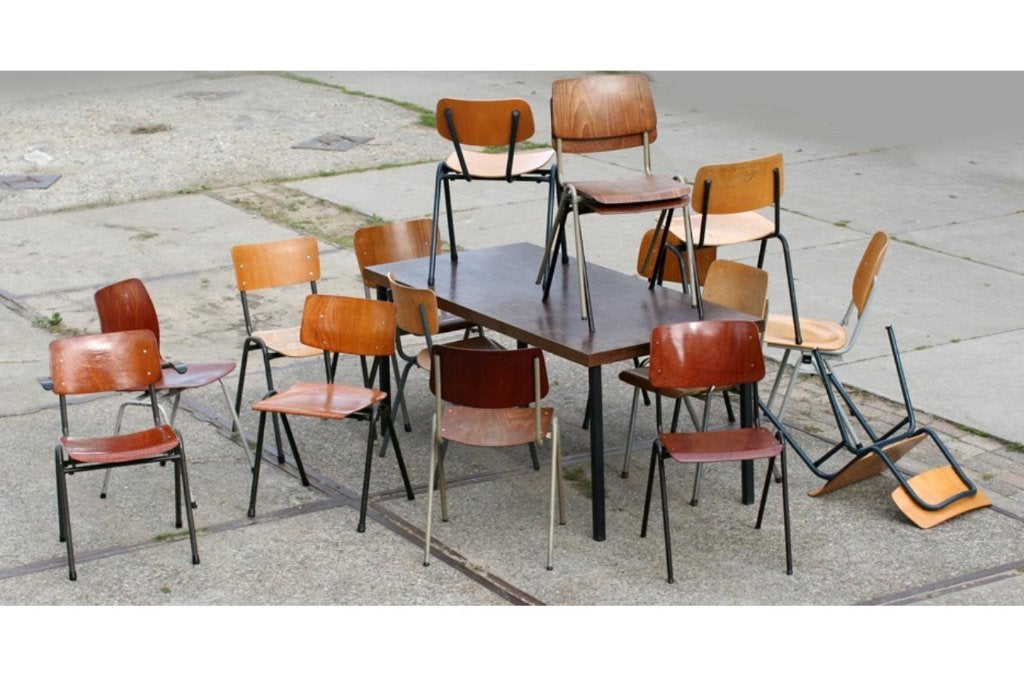 Retro Vintage schoolstoelen allerlei soorten door elkaar, Antiek en Kunst, Ophalen