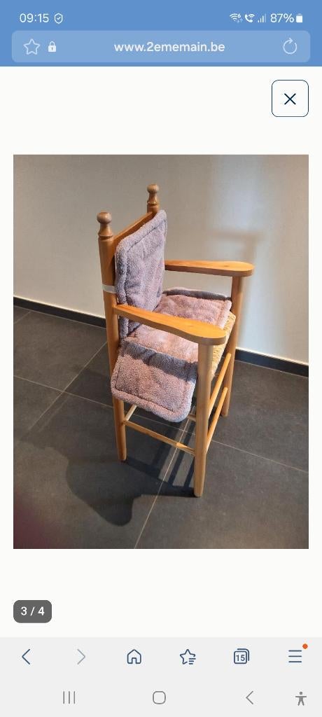Chaise haute enfant bois + osier, Enlèvement, Comme neuf, Chaise de table