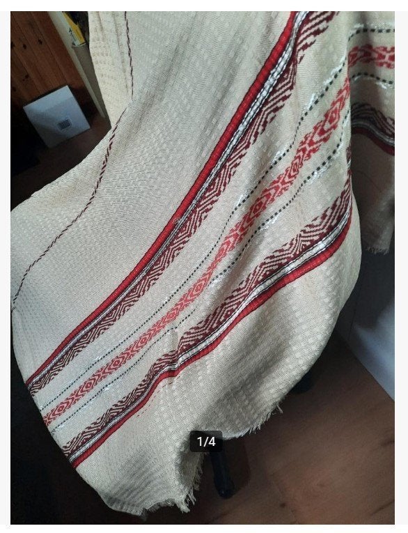 Nieuwe plaid - geborduurd, Katoen, Nieuw, Meerkleurig, 160 cm