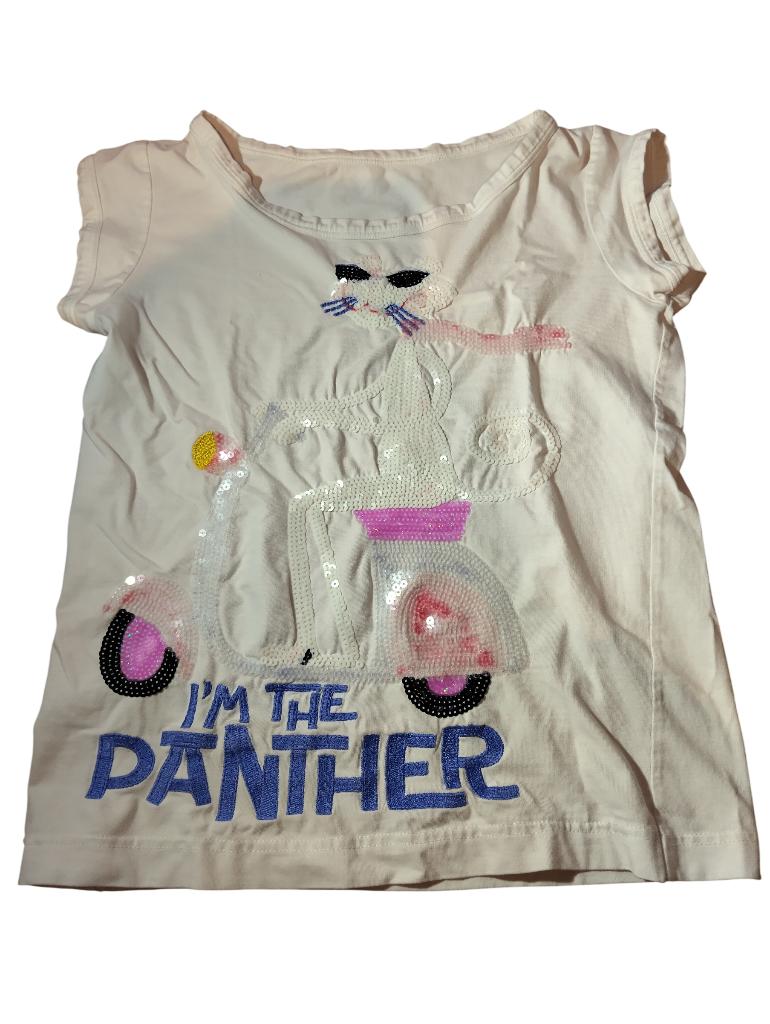 Blouse blanche "la panthère rose" TU, Enlèvement, Porté, Rose, Manches courtes