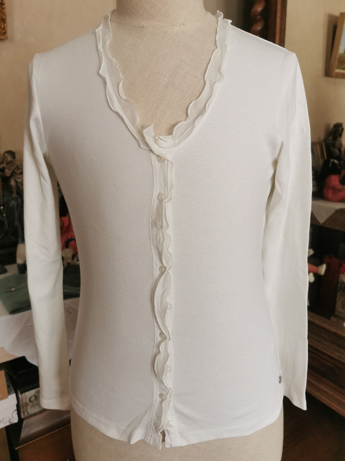 Heel mooi wit katoenen cardigan truitje van Street One, Kleding | Dames, Maat 38/40 (M), Wit, Street One, Ophalen of Verzenden