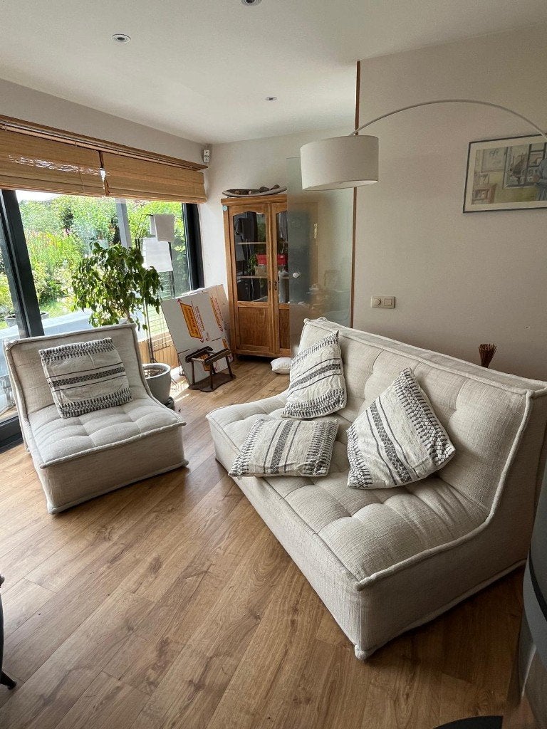 Canapé + Fauteuil Design avec coussins, Maison & Meubles, Contemporain - design, Moins de 150 cm, Banc droit, Comme neuf