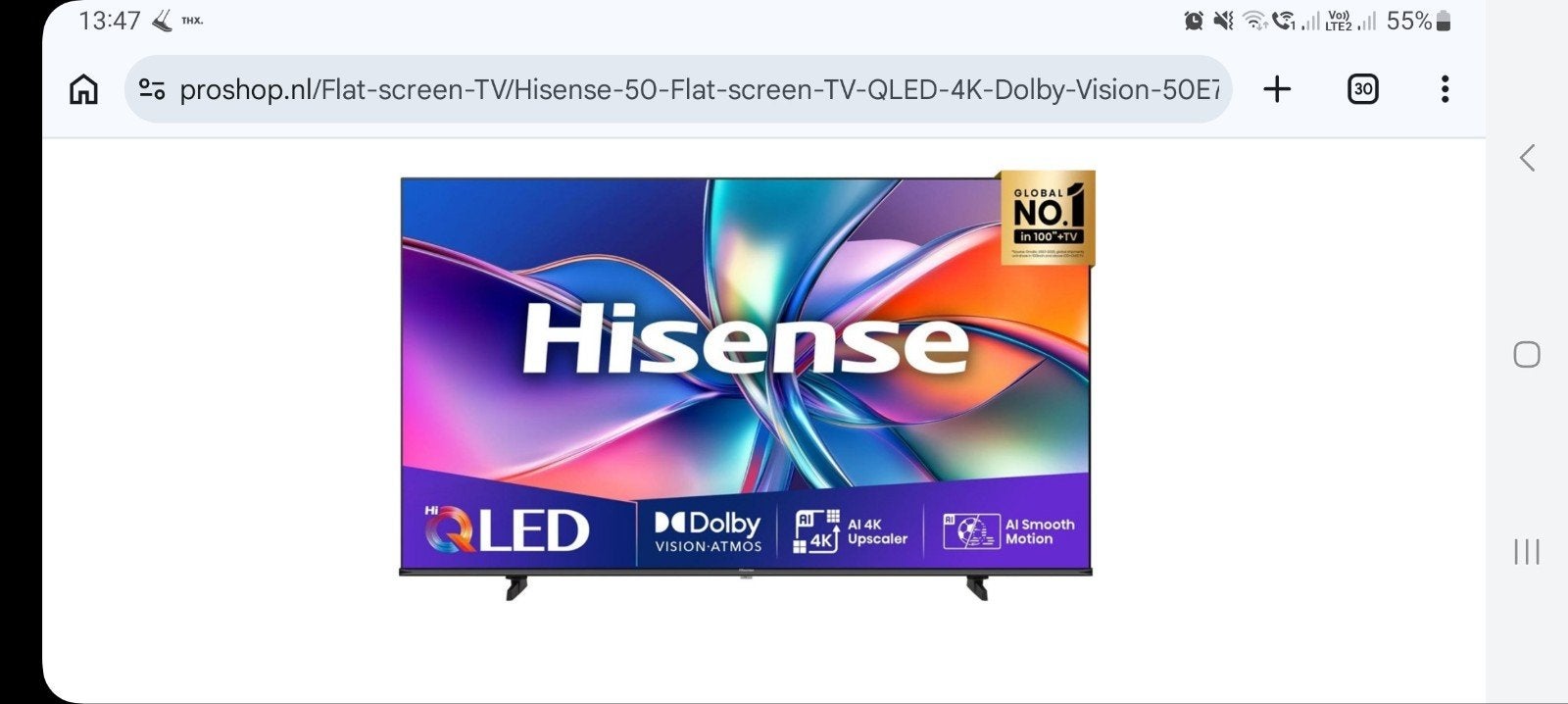 Hisense 50E77Q - NIEUW, Audio, Tv en Foto, QLED, 100 cm of meer, Smart TV, Ophalen