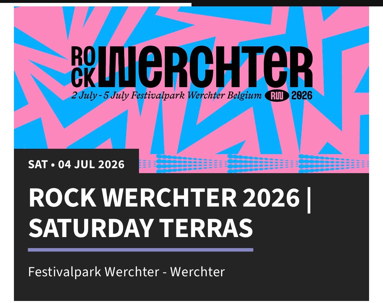 Rock Werchter - 2 places VIP (Terrasse) 4/7, Tickets en Kaartjes, Twee personen, Juli, Rock of Poprock