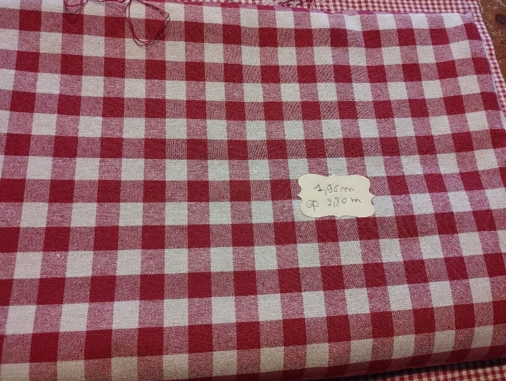 gingham stof vichy wijnrood crème, Verzenden, 120 cm of meer, Katoen, Rood