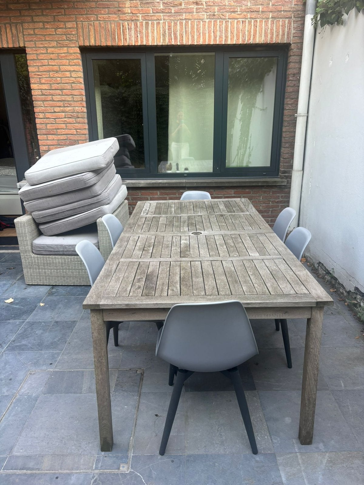Tuintafel + 6 stoelen in kunststof, Tuin en Terras, Ophalen, Kunststof, Eettafel, Tuinset
