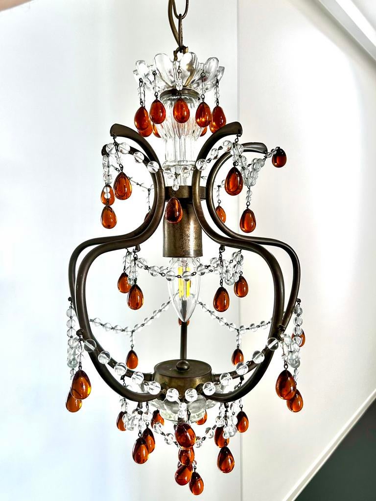 Elegant kleurrijk kroonlustertje, Ophalen, Zo goed als nieuw, Glas