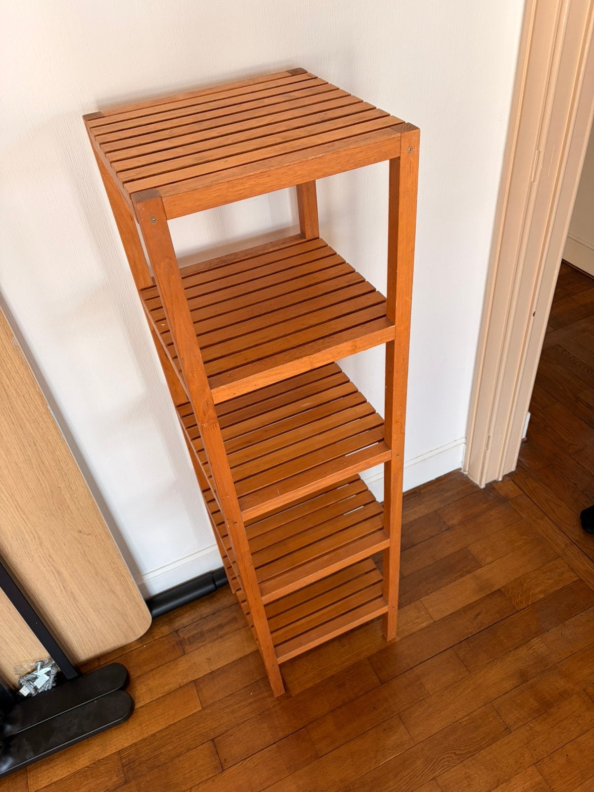 Étagère en bois massif style bambou – 5 niveaux, Enlèvement, Comme neuf