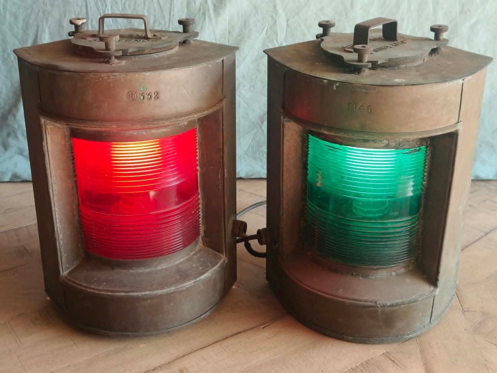 2 originele vintage navigatielampen -Tavernier Oostende, Ophalen of Verzenden, Gebruikt