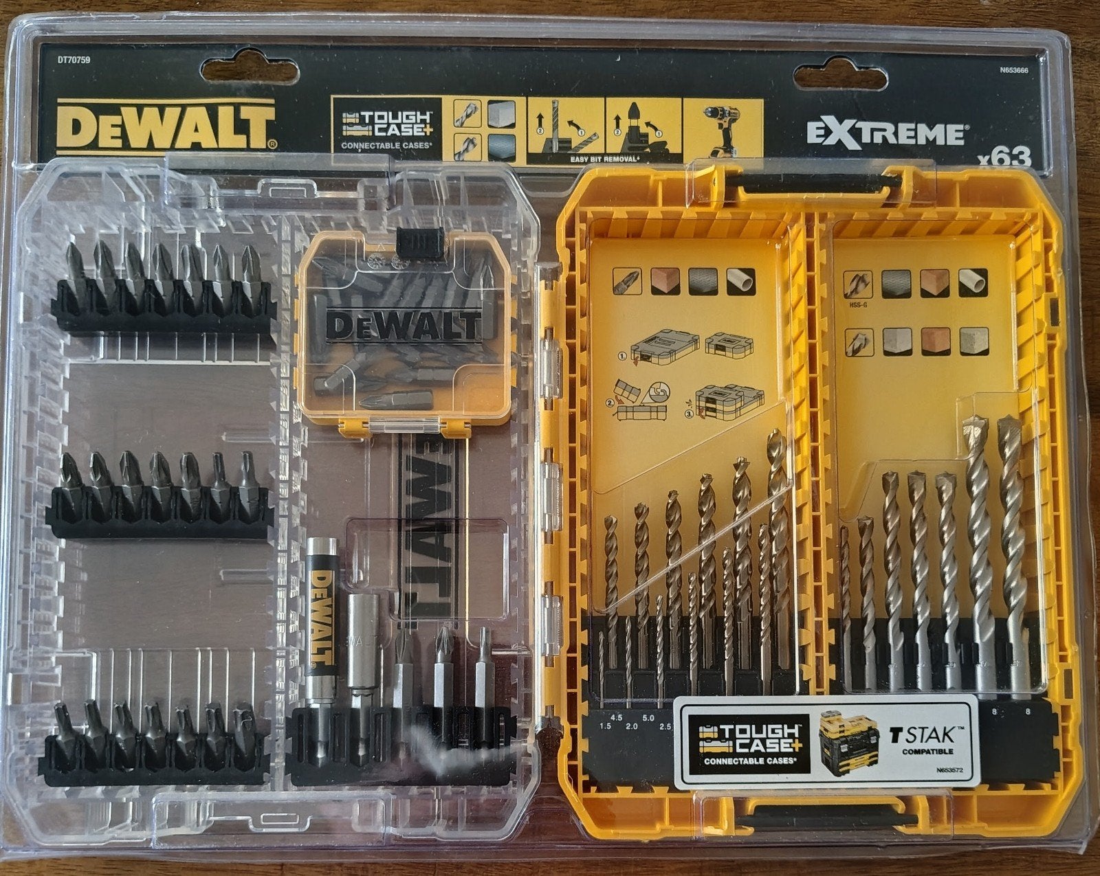 DeWalt Extreme Boor- en Bitset 63-delig in Tough Case, Bricolage & Construction, Outillage | Pièces de machine & Accessoires, Neuf