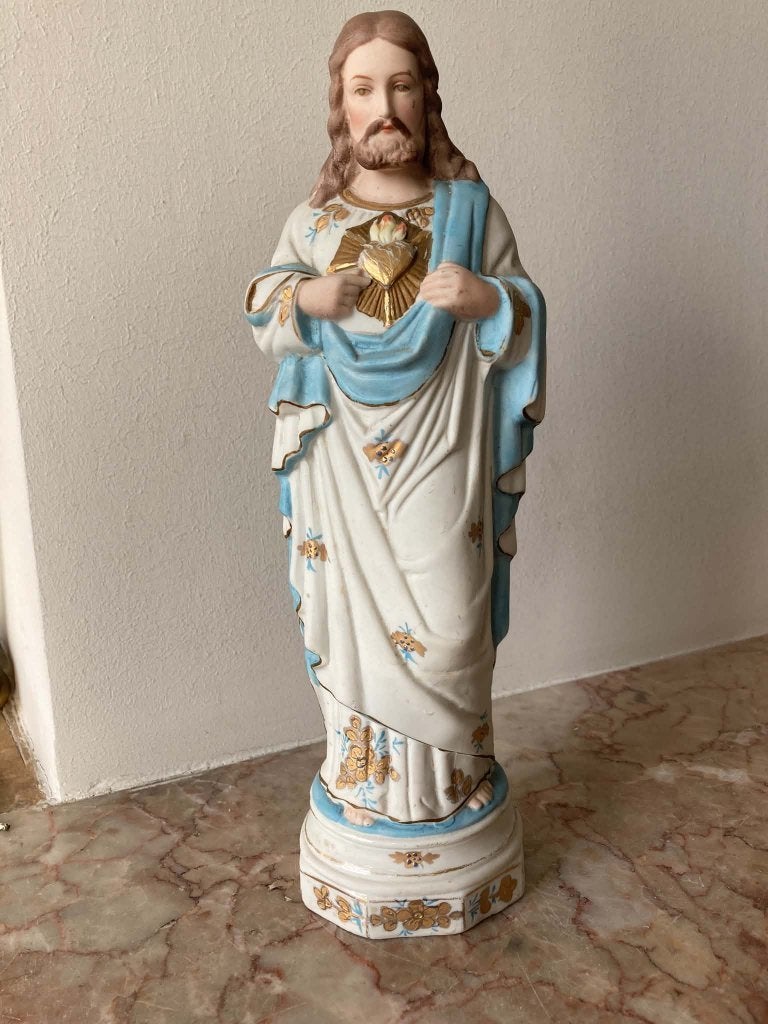 Beeld Heilig Hart Jezus in biscuit (30 vm), Ophalen