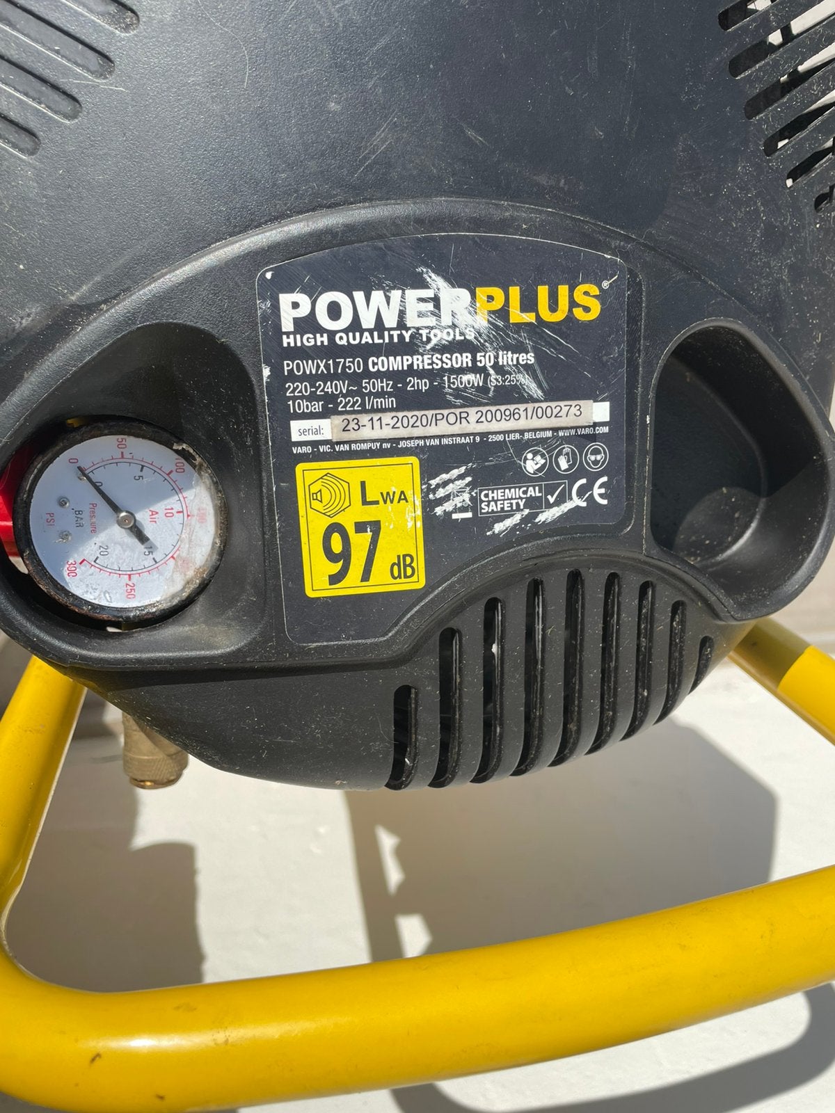 Powerplus type: powx1750, 25 tot 100 liter, Ophalen, Gebruikt, 6 tot 10 bar