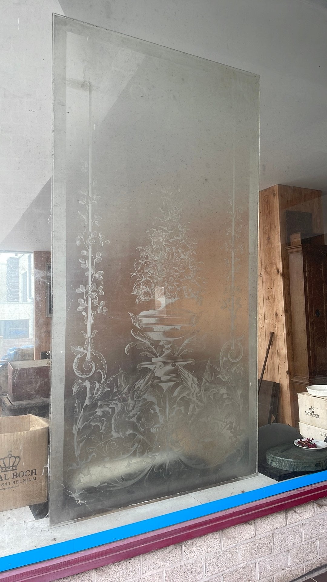 Uitzonderlijk groot geëtst glas, Doe-het-zelf en Bouw, Ophalen, Zo goed als nieuw