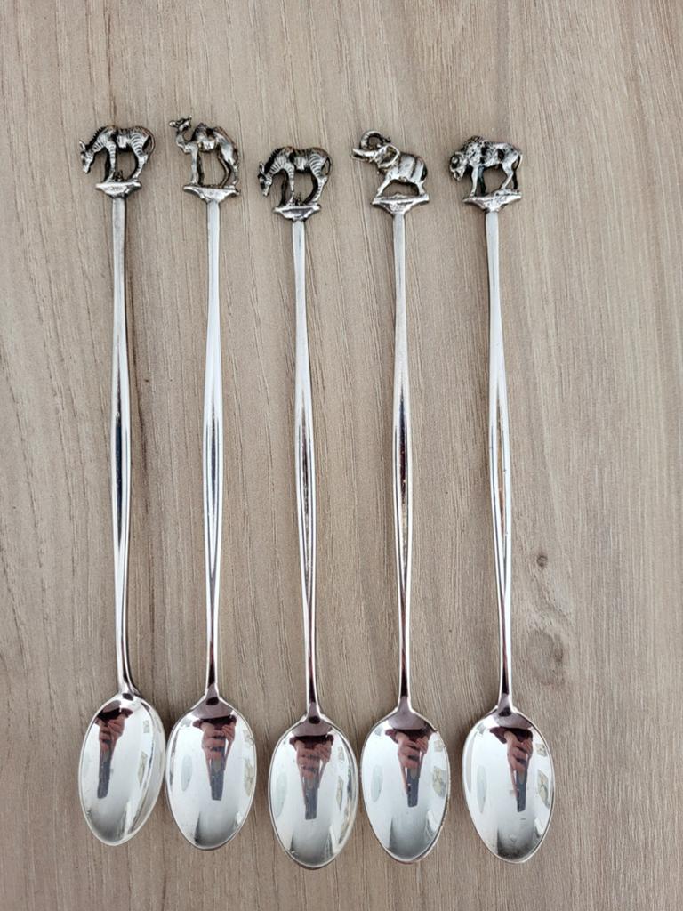 5 decoratieve safari/animal lepeltjes – vintage –, Ophalen of Verzenden