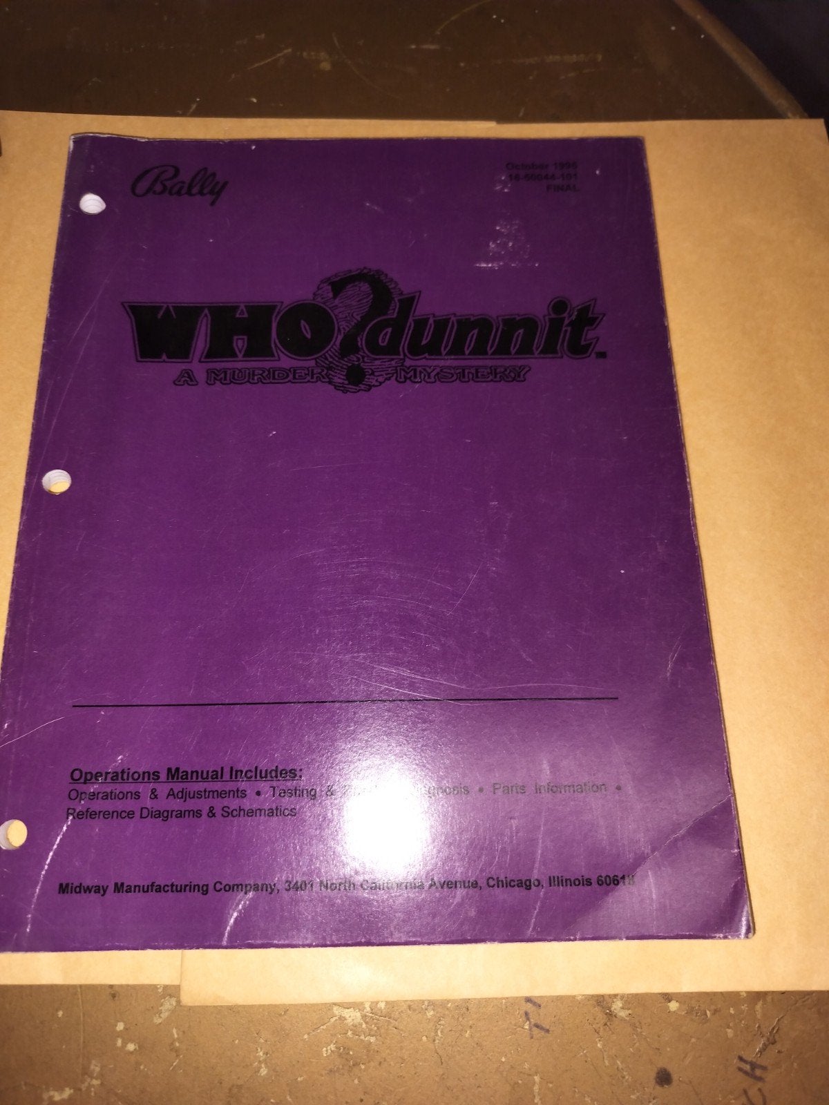 Service manual who? Dunnit., Collections, Machines | Flipper (jeu), Enlèvement, Utilisé, Bally