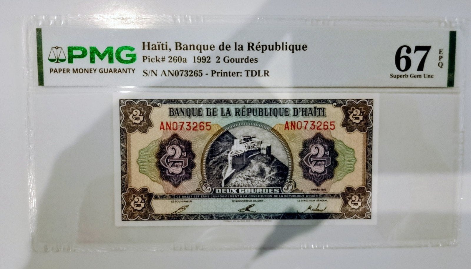 Haiti 2 Guardres 1992 PMG 67 EPQ, Timbres & Monnaies, Enlèvement ou Envoi