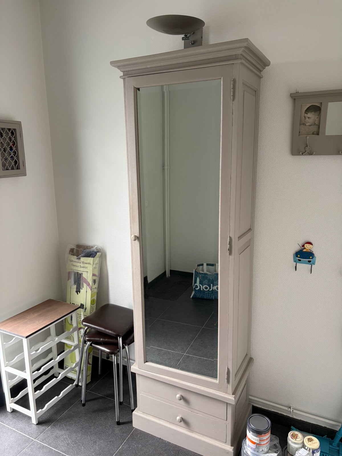 Kast met spiegel, Huis en Inrichting, Ophalen, Gebruikt, Met deur(en), 150 tot 200 cm