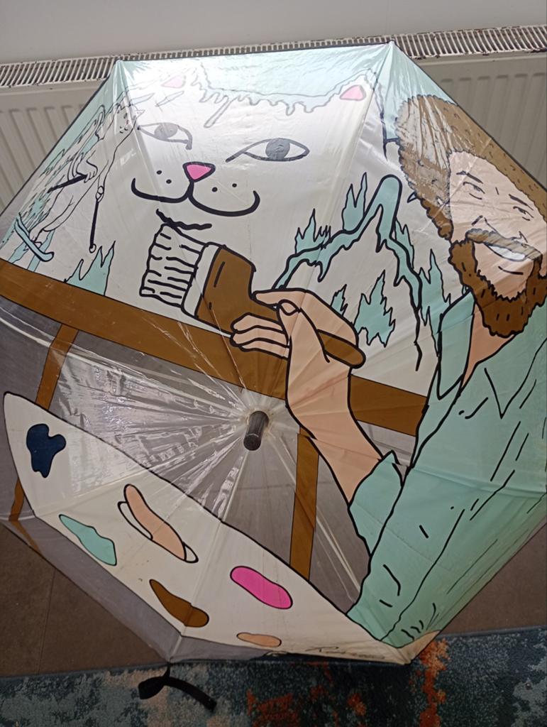 Paraplu van Ripndip Bob Ross, Ophalen