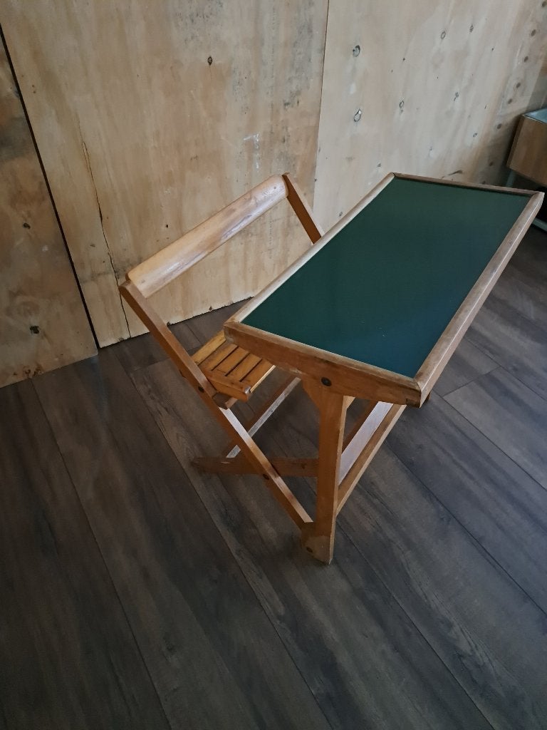 Schoolbank old school, Kinderen en Baby's, Kinderkamer | Tafels en Stoelen, Ophalen, Gebruikt, Tafel(s) en Stoel(en)